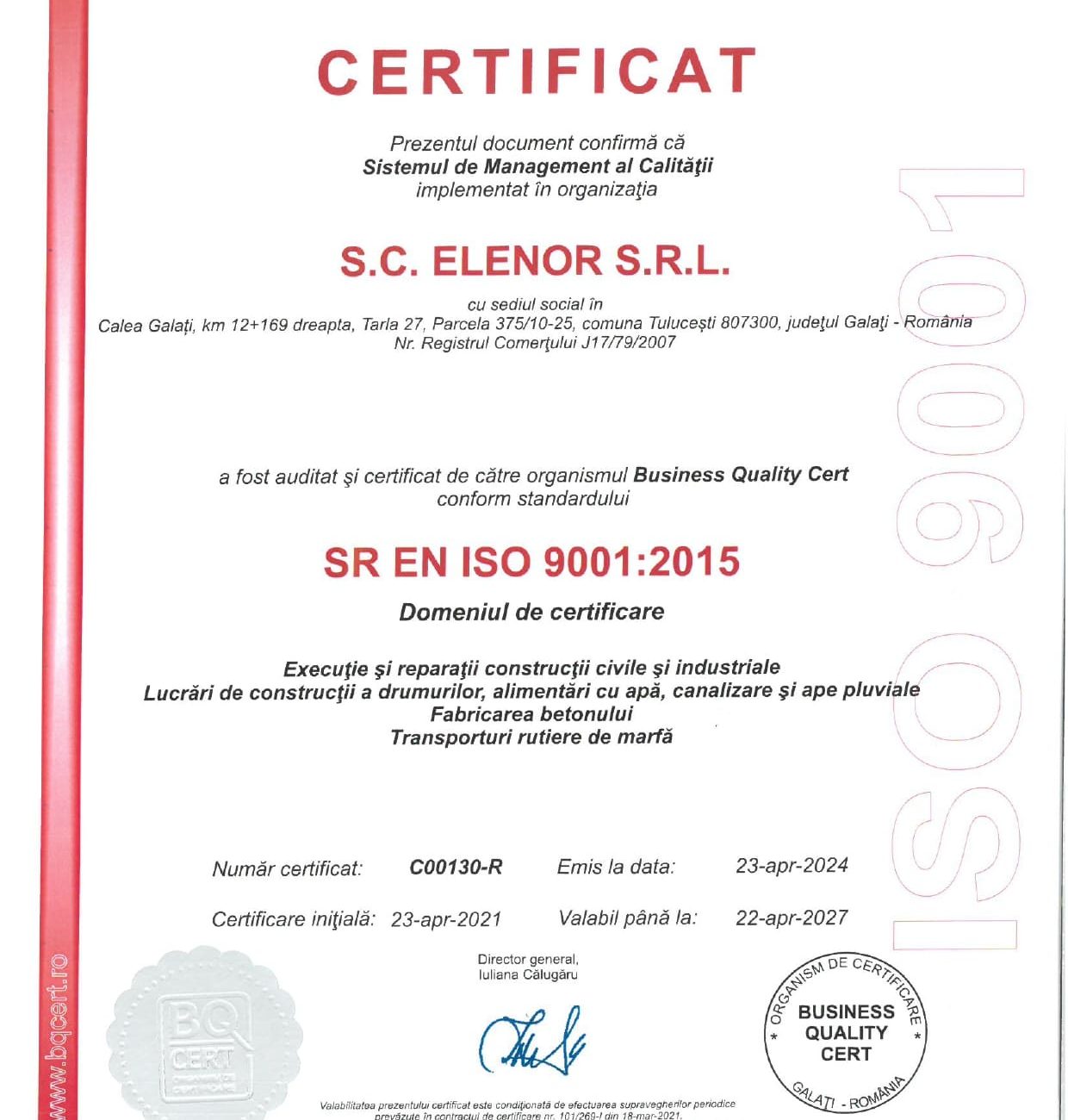 certificari elenor